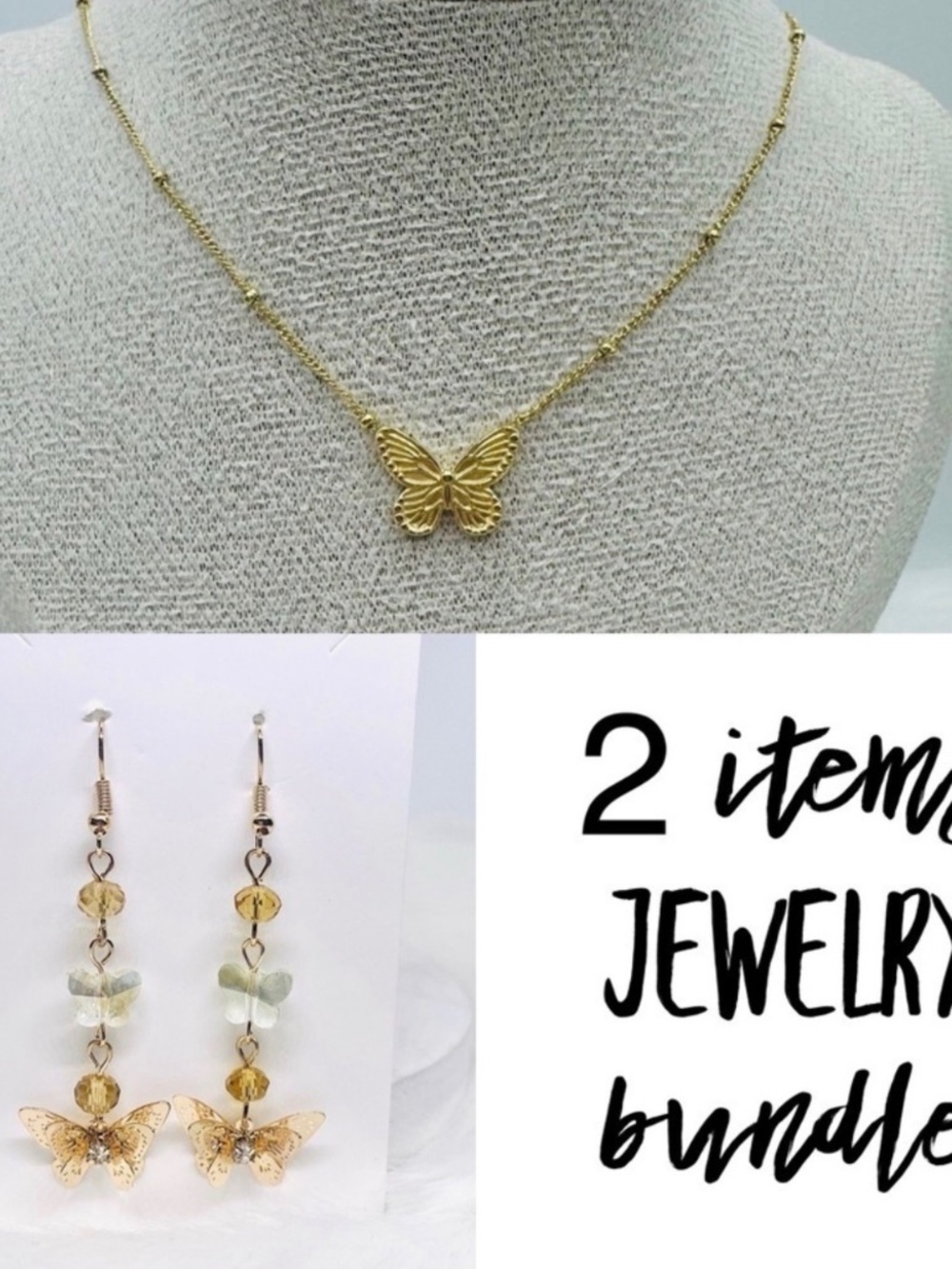 Goldy The Butterfly Necklace and Earrings